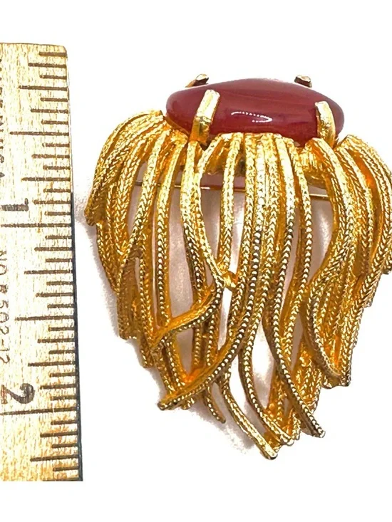 Vintage Hattie Carnegie Unsigned Gold Tone Brooch - Picture 5 of 9